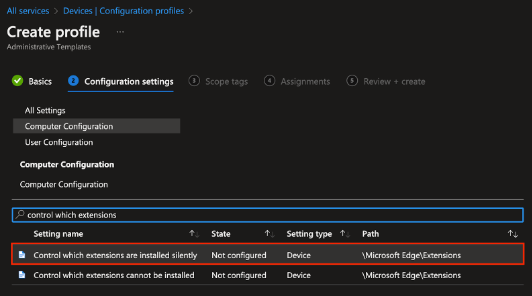 Manage Microsoft Edge Chromium extensions with Microsoft Intune