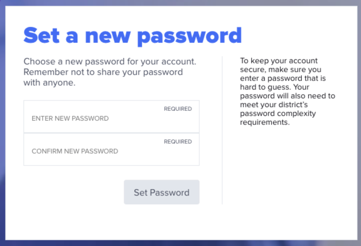 Minimum requirements when creating a password for your account