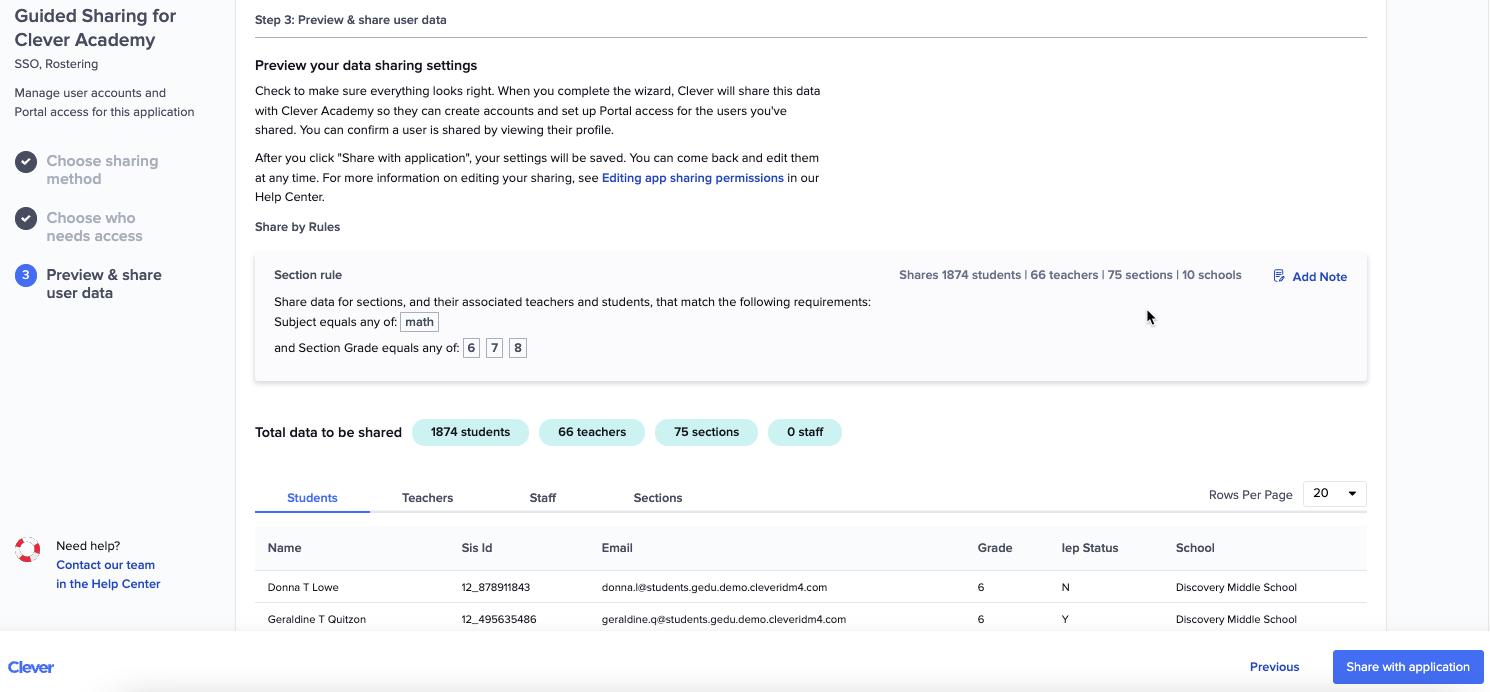 Sharing Permissions: Sharing data with new applications