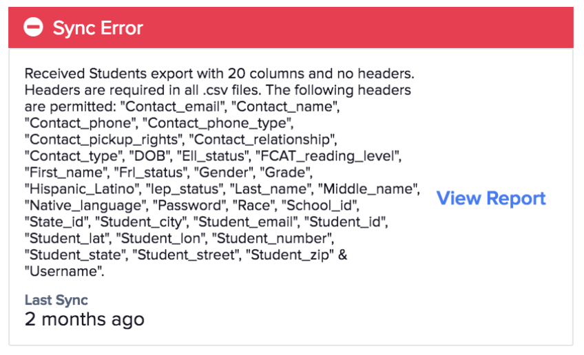 SFTP Syncs: Sync status errors