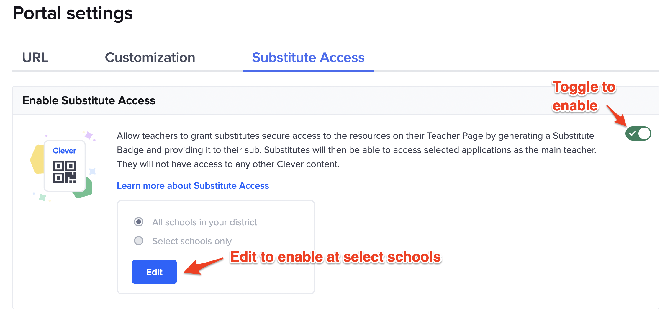 For Clever Admin: Short-term substitute access to Clever
