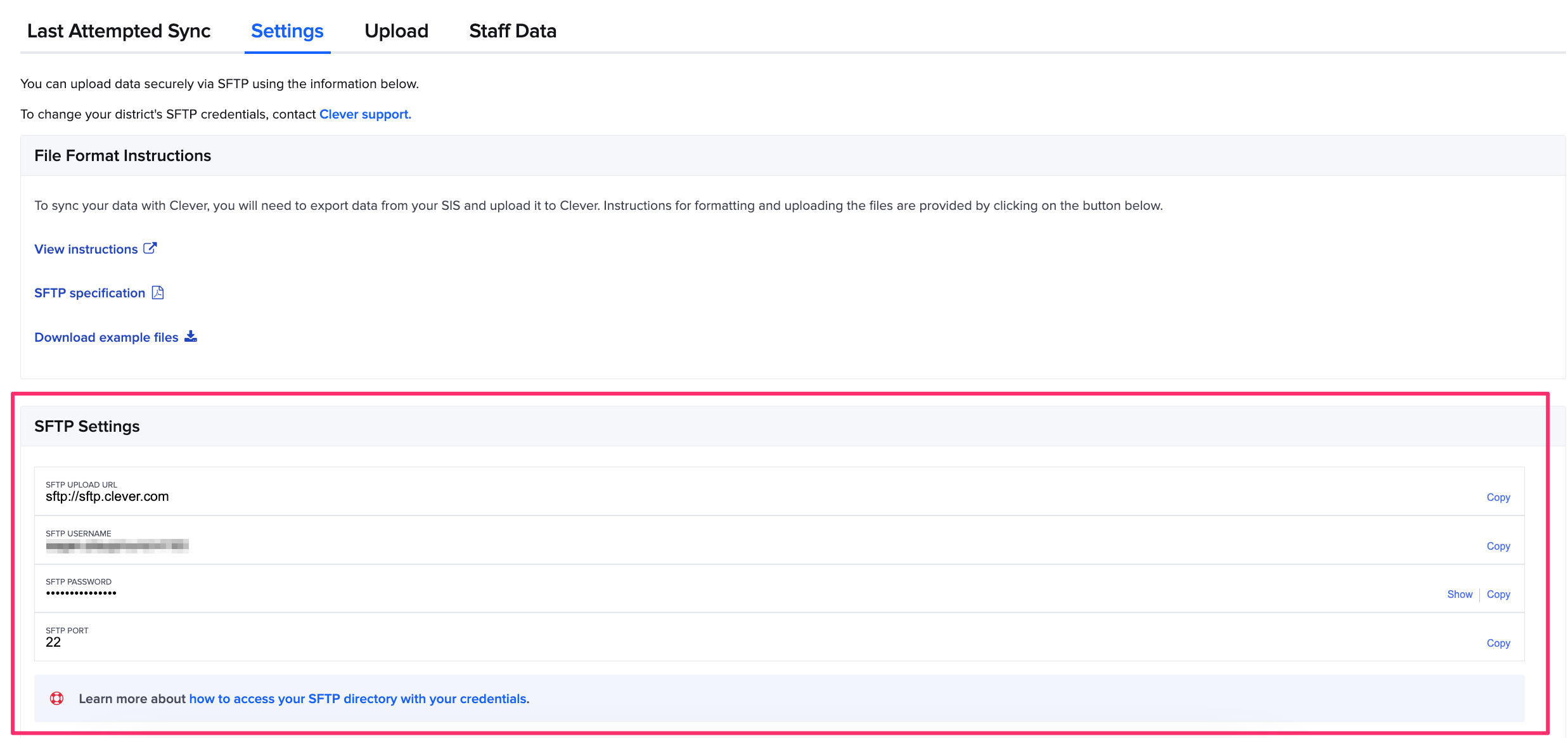 SFTP Syncs: Uploading data to Clever