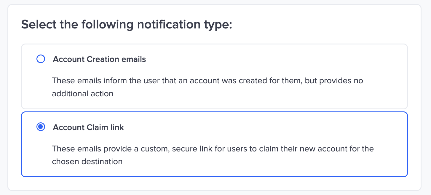 For Clever Admin: Account claim email notifications for new users