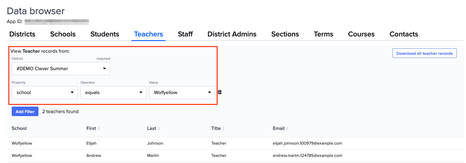 For App Partners: Browsing district data