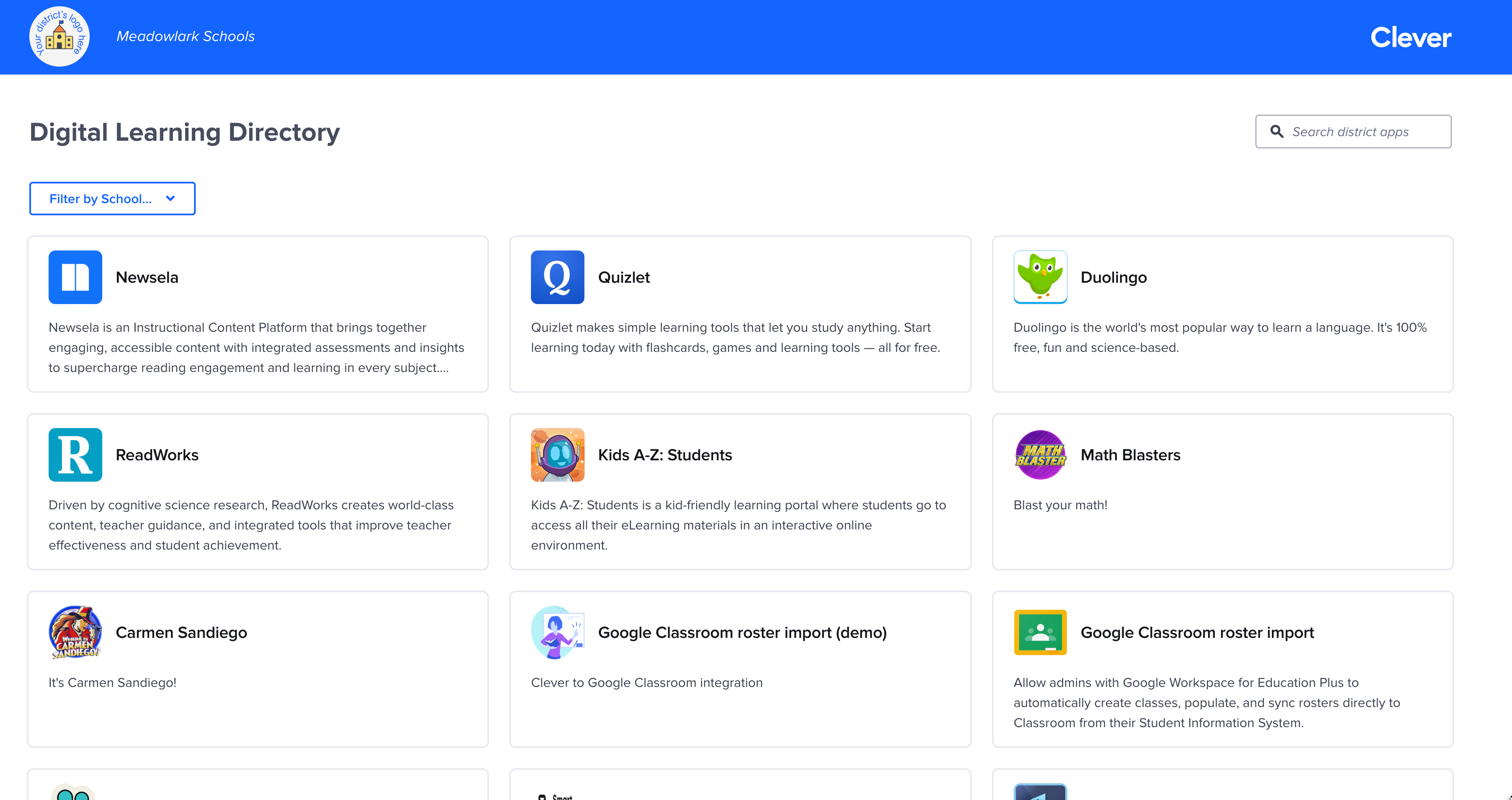 For Clever Admins: Clever's Digital Learning Directory