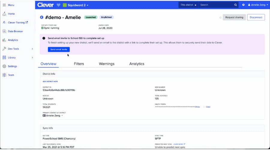 For App Partners: Rostering schools via the AnySchool district setup flow